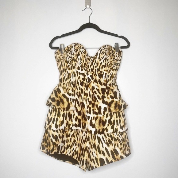 Finders Keepers Leopard Peplum Romper Size XS EUC - Picture 2 of 8